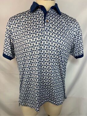 SEC 119 Navy and White Blue Bear Printed Polo Shirt Men’s Large